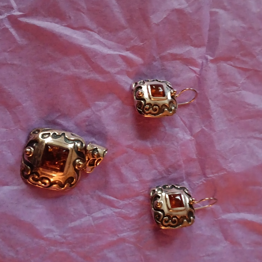 Silpada Amber Errings and Pendant